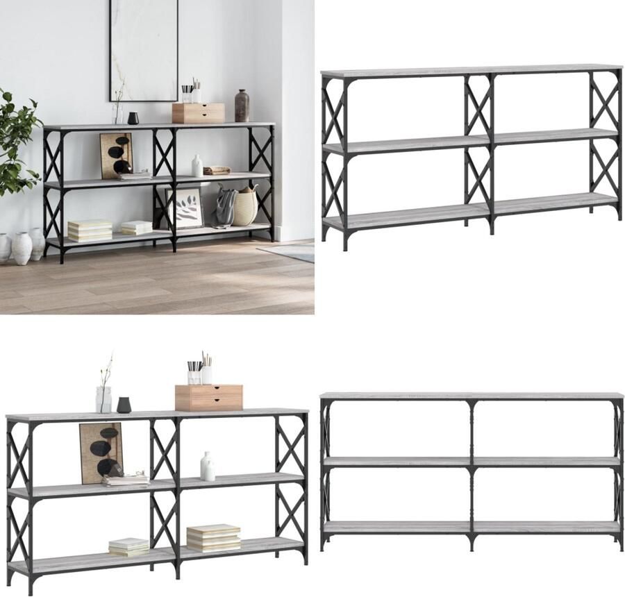 VidaXL Wandtafel 156x28x80 5 cm bewerkt hout grijs sonoma eikenkleurig Wandtafel Wandtafels Bijzettafel Console Tafel