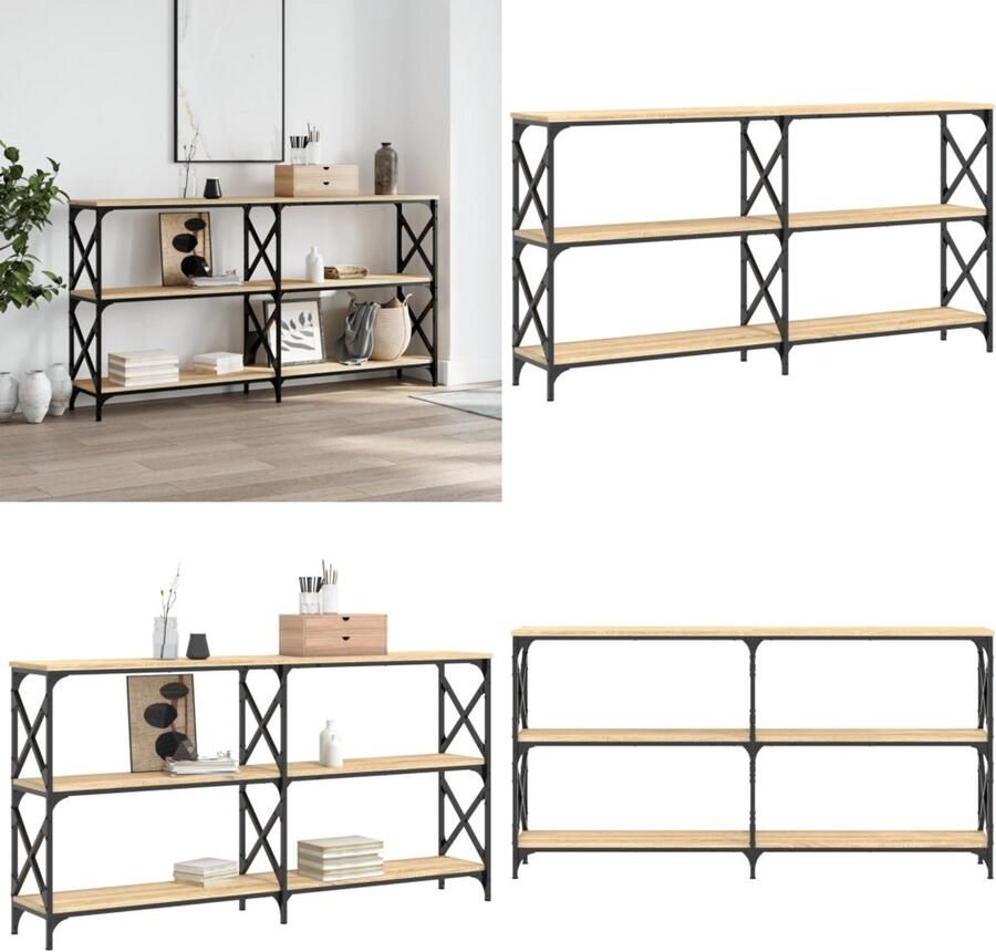 VidaXL Wandtafel 156x28x80 5 cm bewerkt hout sonoma eikenkleurig Wandtafel Wandtafels Bijzettafel Console Tafel