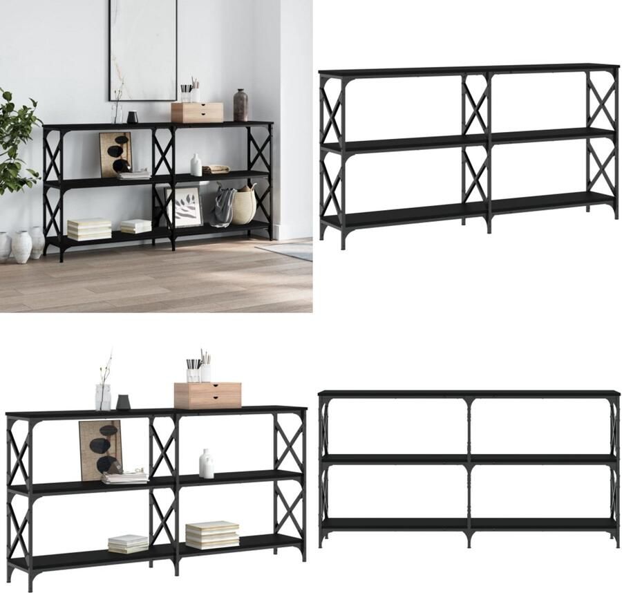 VidaXL Wandtafel 156x28x80 5 cm bewerkt hout zwart Wandtafel Wandtafels Bijzettafel Console Tafel