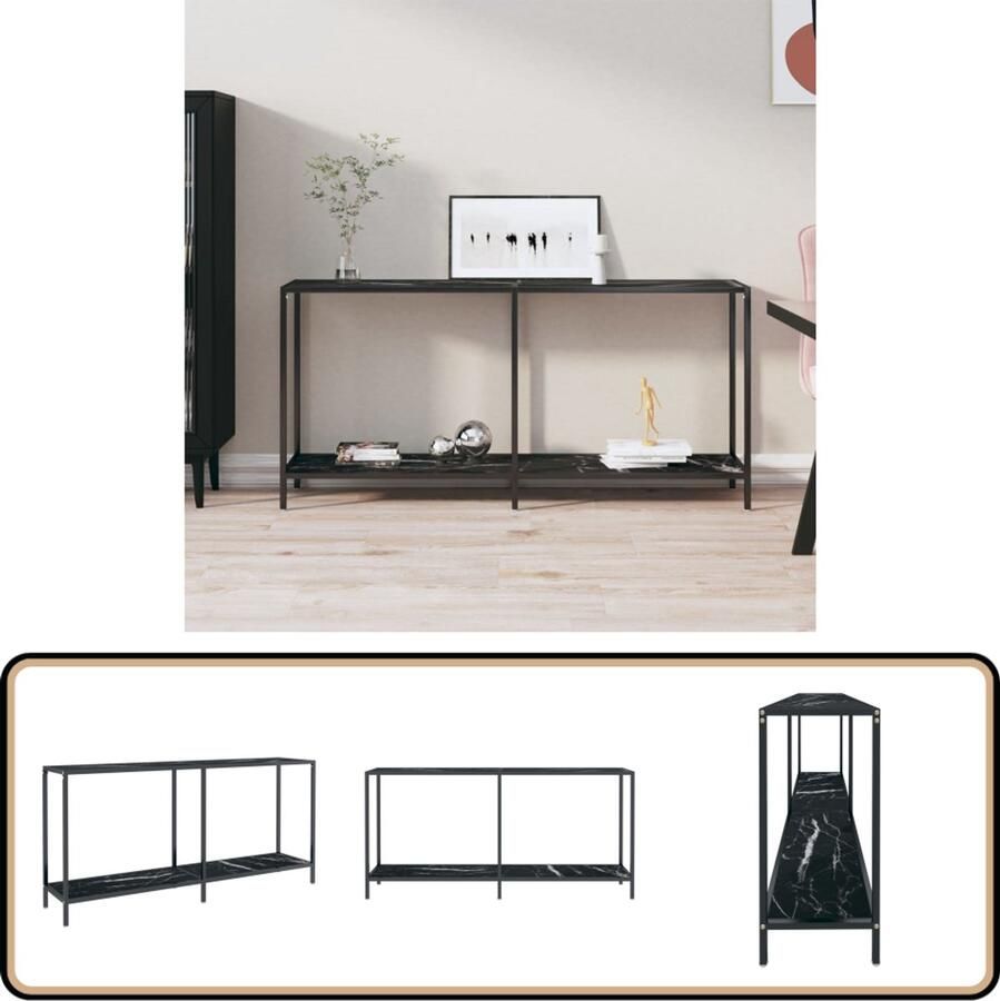 VidaXL Wandtafel 160 cm Zwart Gehard Glas Wandtafel Modern Zwart Glazen Tafellaar Sidetable Salontafel Entreetafel Livingroom Furniture