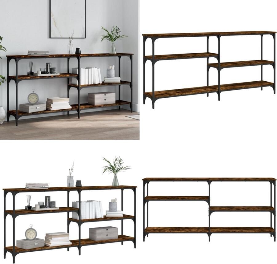 VidaXL Wandtafel 160x29x75 cm bewerkt hout gerookt eikenkleurig Wandtafel Wandtafels Bijzettafel Console Tafel