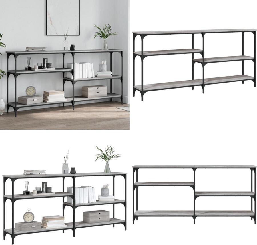VidaXL Wandtafel 160x29x75 cm bewerkt hout grijs sonoma eikenkleurig Wandtafel Wandtafels Bijzettafel Console Tafel