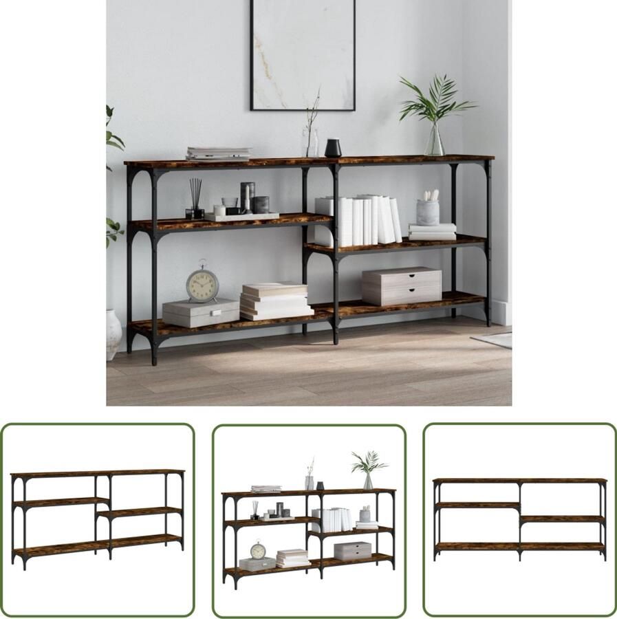 VidaXL Wandtafel 160x29x75 cm Gerookt Eiken Wandtafel Haltafel Entreetafel Tv Tafellaar Houten Tafel Industrieel Design Bruine Tafel