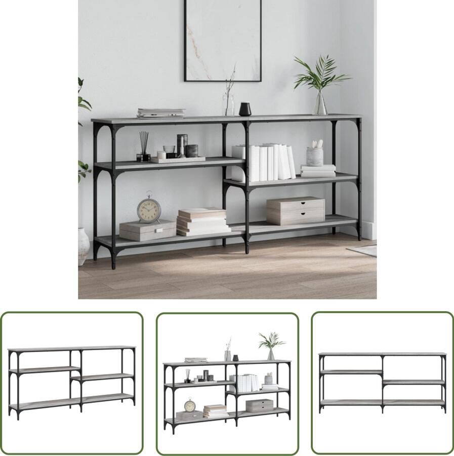 VidaXL Wandtafel 160x29x75 cm Grijs Sonoma Eiken Wandtafel Grijze Wandtafel Houten Wandtafel Industrieel Design Entreehal Livingroom Styling Opbergruimte