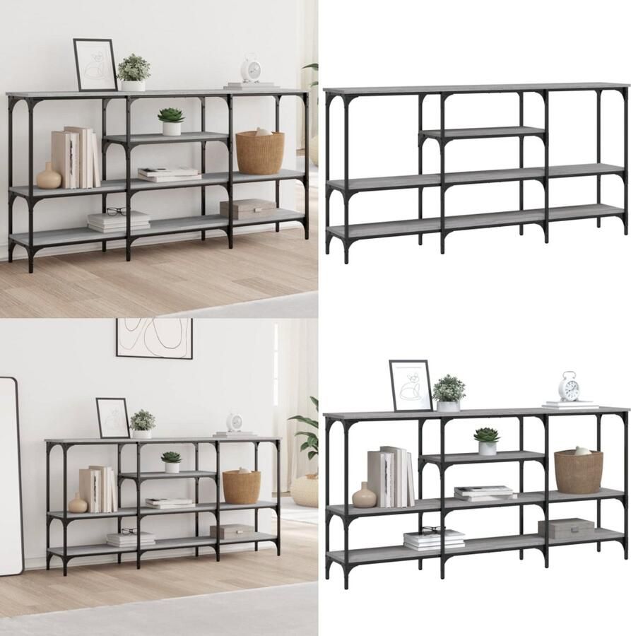 VidaXL Wandtafel 160x29x80 cm bewerkt hout grijs sonoma eikenkleurig Wandtafel Wandtafels Bijzettafel Console Tafel