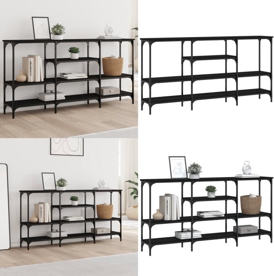 VidaXL Wandtafel 160x29x80 cm bewerkt hout zwart Wandtafel Wandtafels Bijzettafel Console Tafel