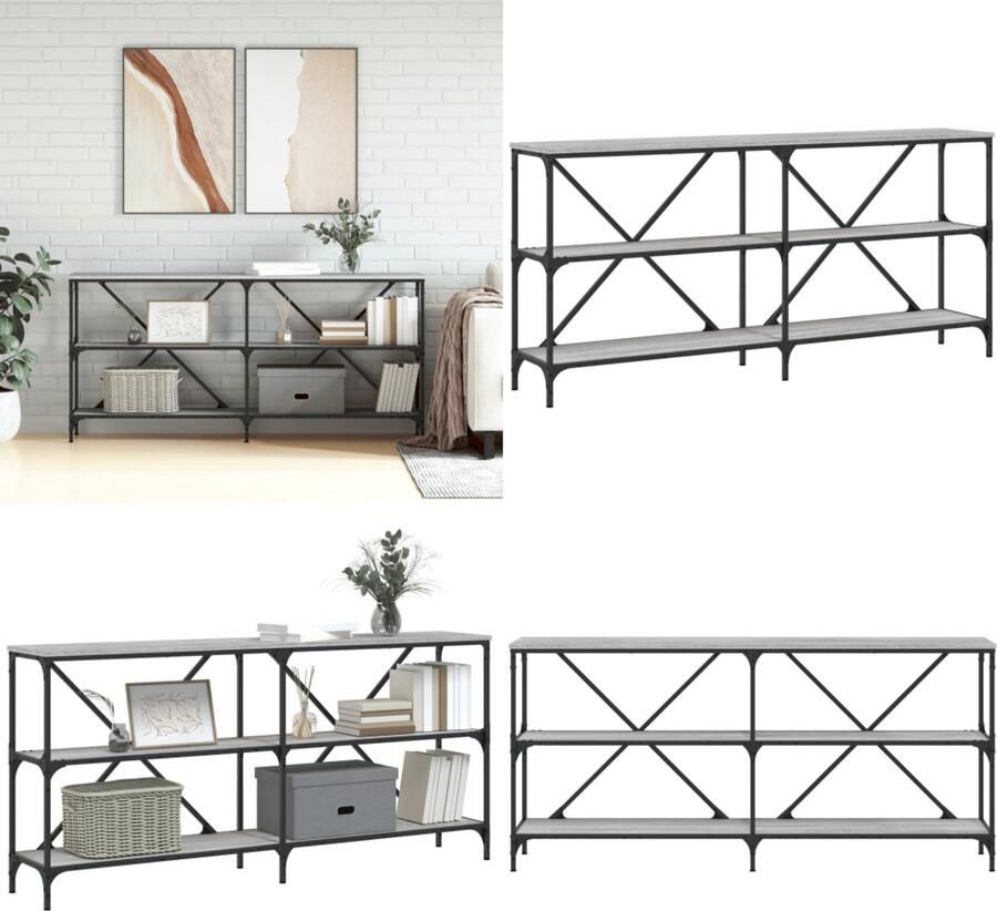 VidaXL Wandtafel 160x30x75 cm bewerkt hout en ijzer grijs sonoma eiken Wandtafel Wandtafels Gangtafel Haltafel