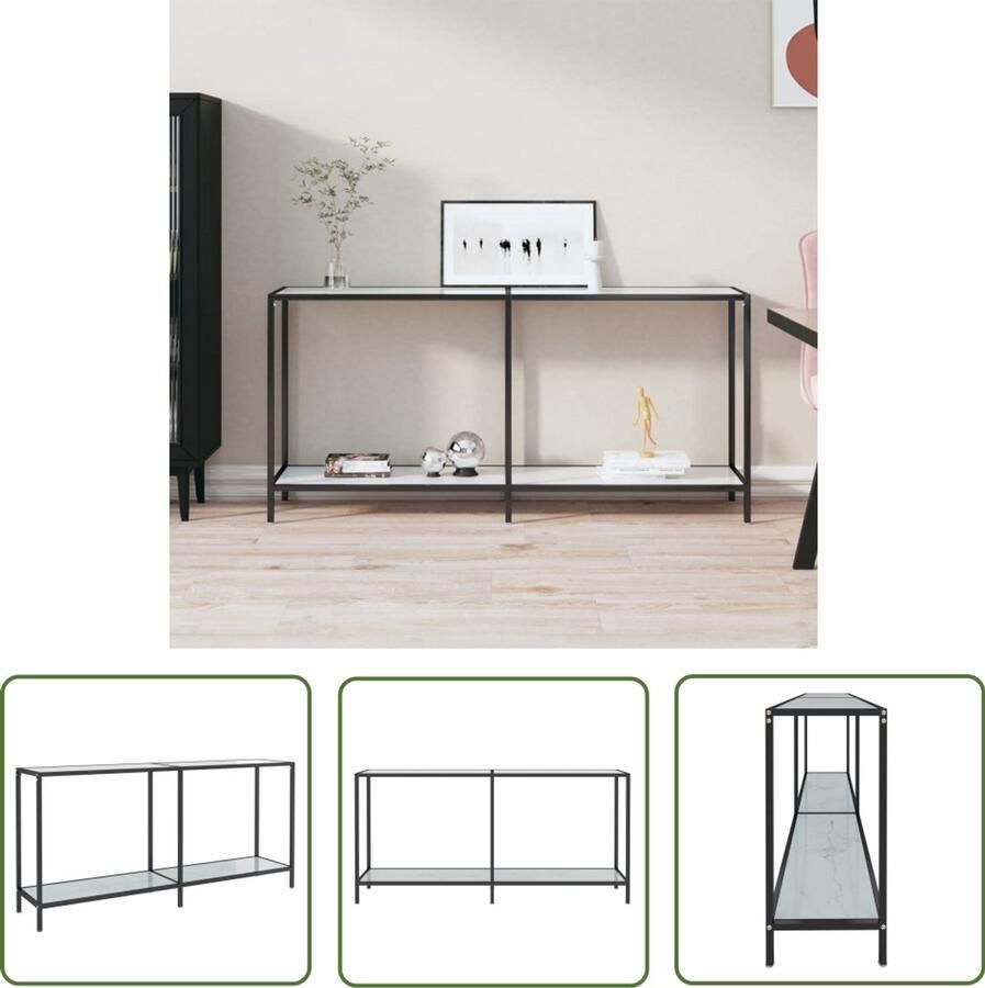 VidaXL Wandtafel 160x35x75 5 cm Gehard Glas Wit Wandtafel Bijzettafel Tafel Witte Tafel Glazen Tafel Metalen Tafel Scandinavische Meubelen Basic Meubelen Consoletafel