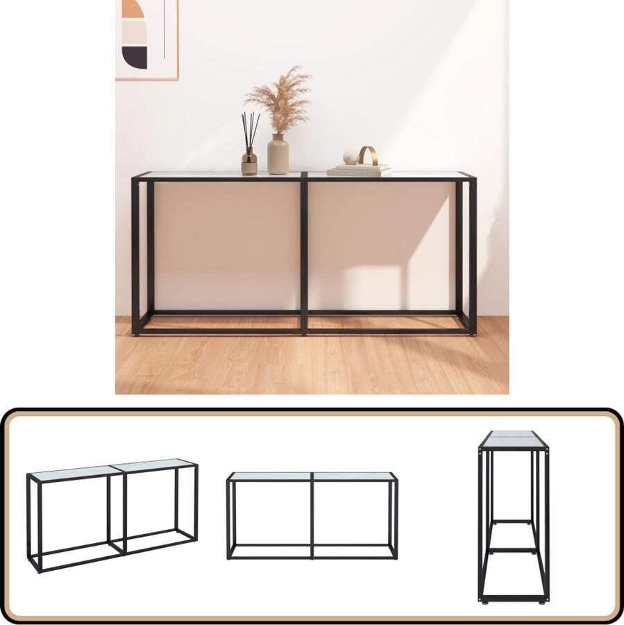 VidaXL Wandtafel 160x35x75 5 cm Gehard glas Witmarmer Wandtafel Bijzettafel Tafel Salontafel Glazen Tafel