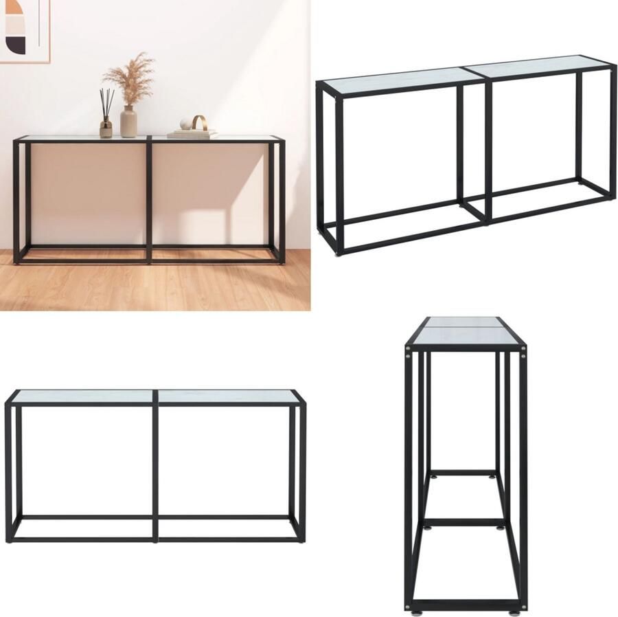 VidaXL Wandtafel 160x35x75 5 cm gehard glas witmarmerkleurig Wandtafel Wandtafels Tafel Bijzettafel