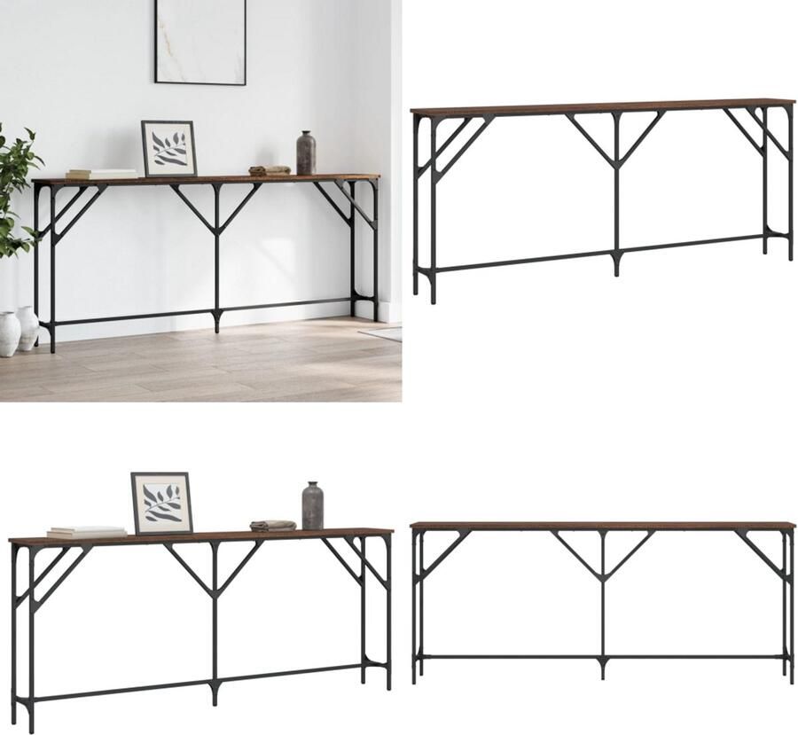 VidaXL Wandtafel 180x23x75 cm bewerkt hout bruin eikenkleur Wandtafel Wandtafels Bijzettafel Console Tafel