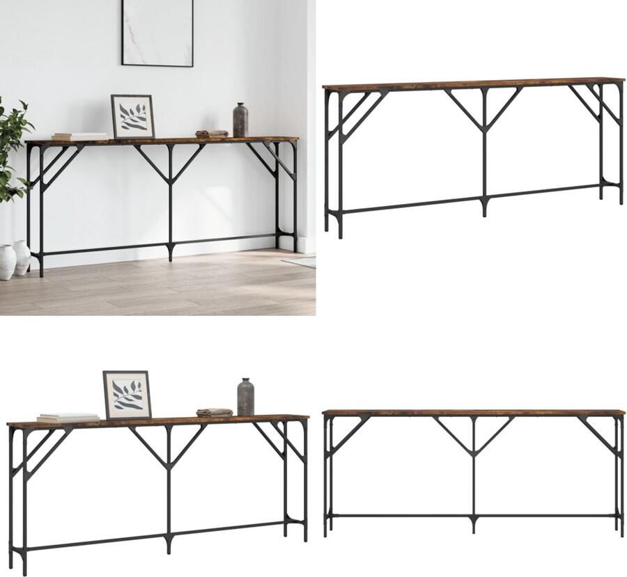 VidaXL Wandtafel 180x23x75 cm bewerkt hout gerookt eikenkleurig Wandtafel Houten Wandtafel Bruine Wandtafel Vintage Wandtafel Industrieel Design - Foto 2