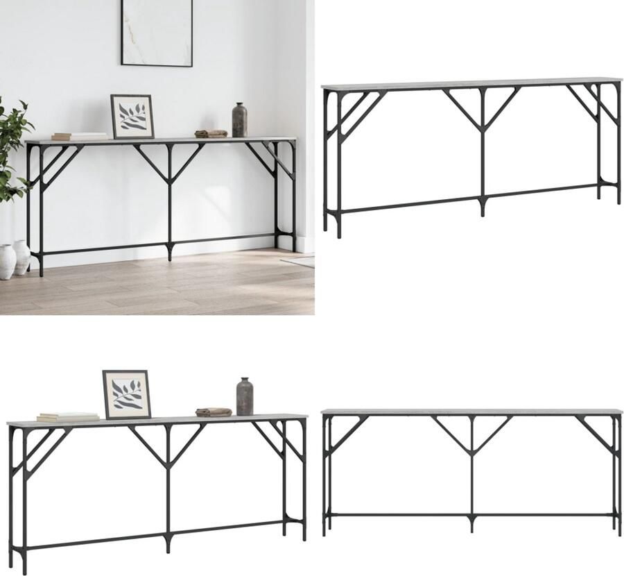 VidaXL Wandtafel 180x23x75 cm bewerkt hout grijs sonoma eikenkleurig Wandtafel Wandtafels Bijzettafel Console Tafel
