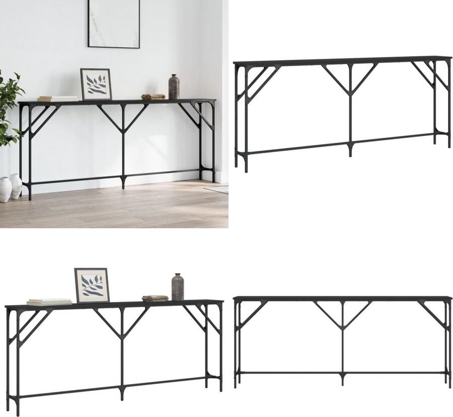 VidaXL Wandtafel 180x23x75 cm bewerkt hout zwart Wandtafel Wandtafels Bijzettafel Console Tafel