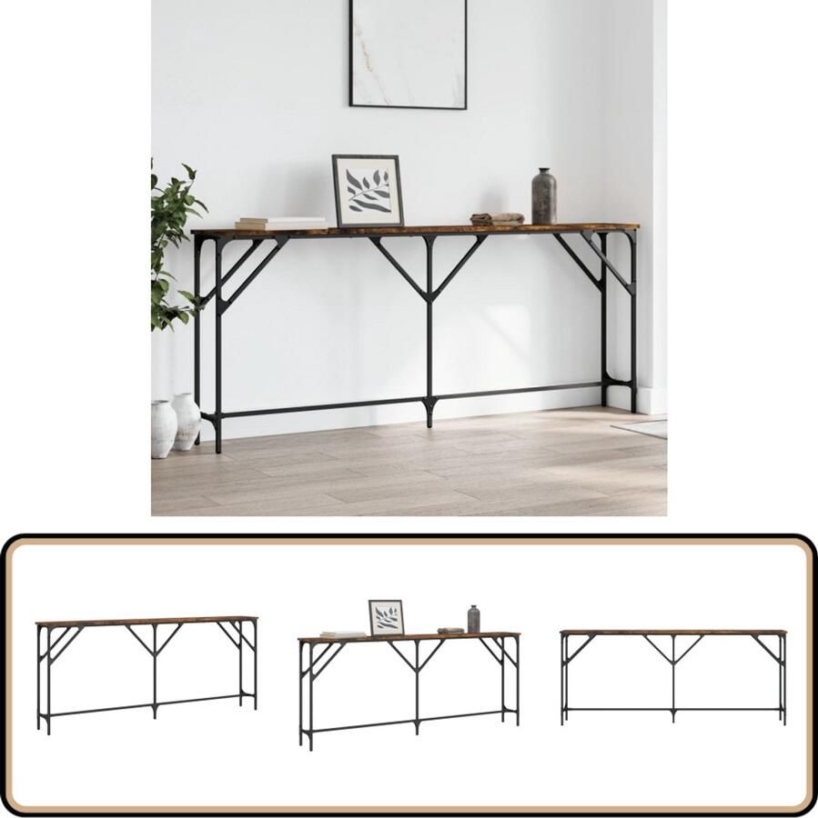 VidaXL Wandtafel 180x23x75 cm bewerkt hout gerookt eikenkleurig Wandtafel Houten Wandtafel Bruine Wandtafel Vintage Wandtafel Industrieel Design