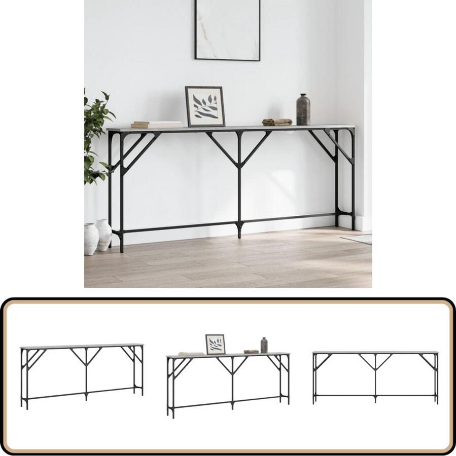 VidaXL Wandtafel 180x23x75 cm Grijs Sonoma Eiken Wandtafel Vintage Tafel Grijze Tafel Houten Tafel Consoletafel