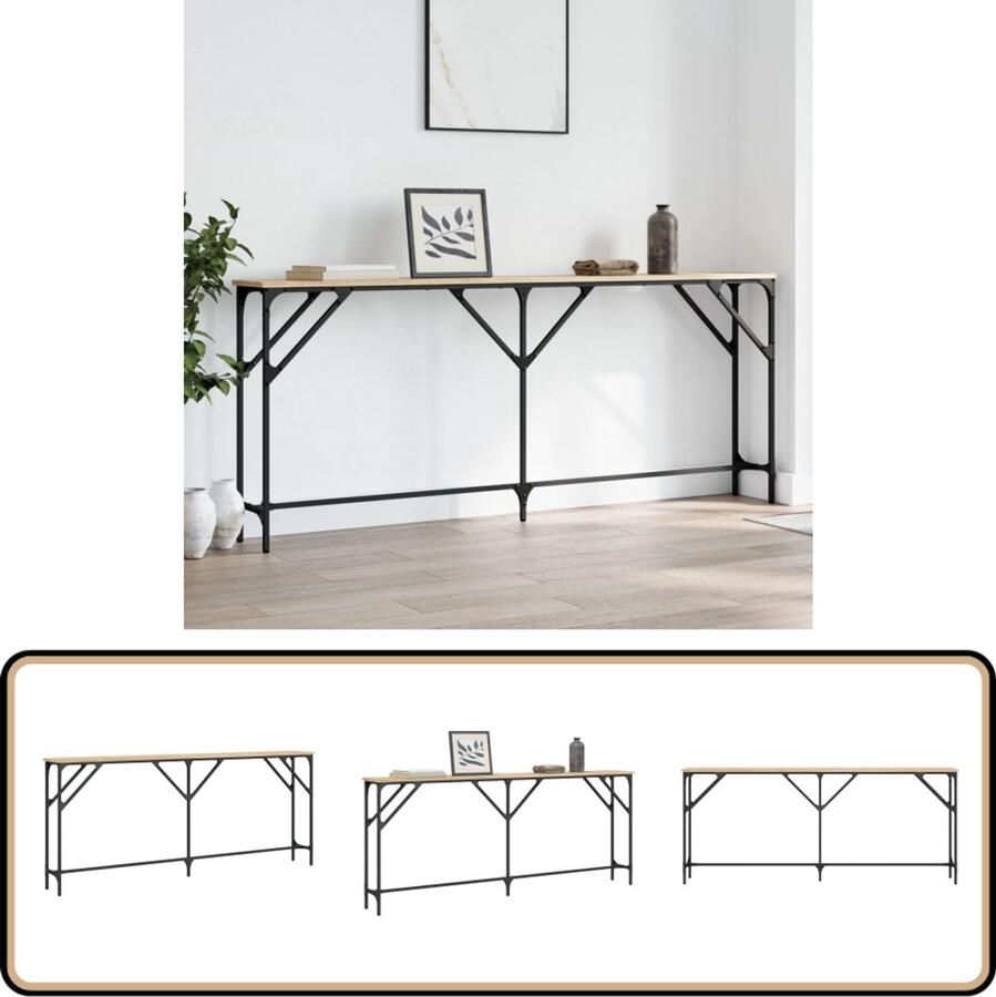 The Living Store Wandtafel Sonoma Eiken 180 x 23 x 75 cm Verstelbare poten Metalen frame Wandtafel Eikenhouten Tafel Salontafel Entreetafel Industrieel Design