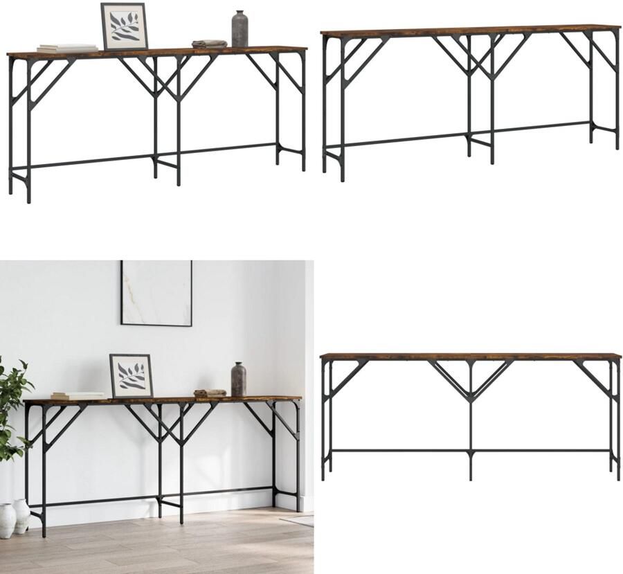 VidaXL Wandtafel 180x29x75 cm bewerkt hout gerookt eikenkleurig Wandtafel Wandtafels Bijzettafel Console Tafel