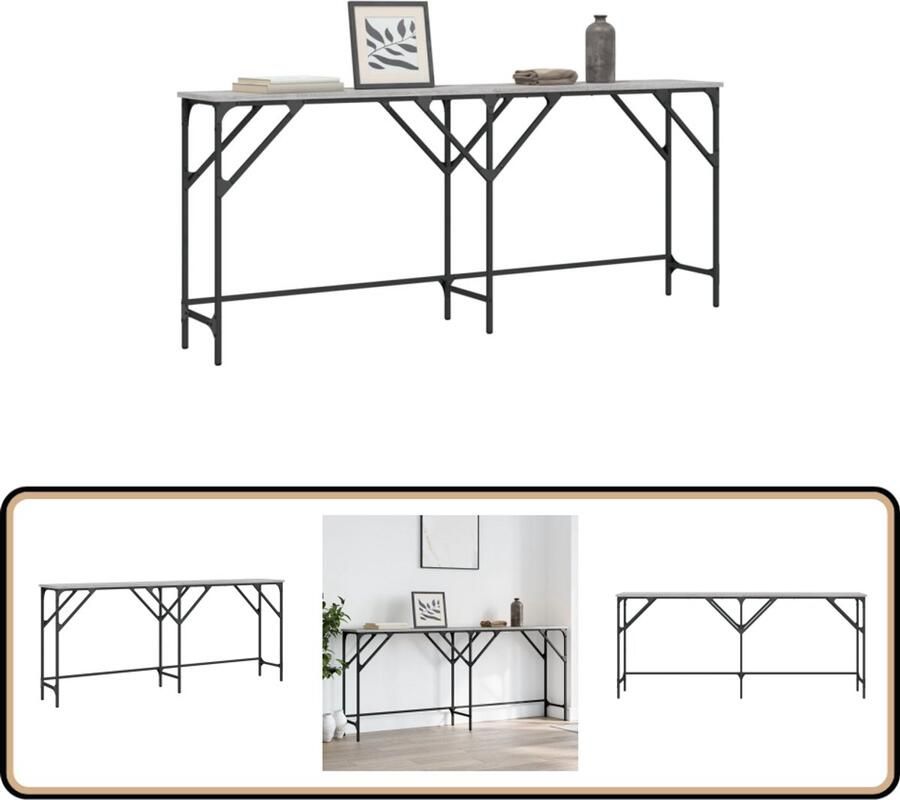 VidaXL -Wandtafel-180x29x75-cm-bewerkt-hout-grijs-sonoma-eikenkleurig - Foto 2