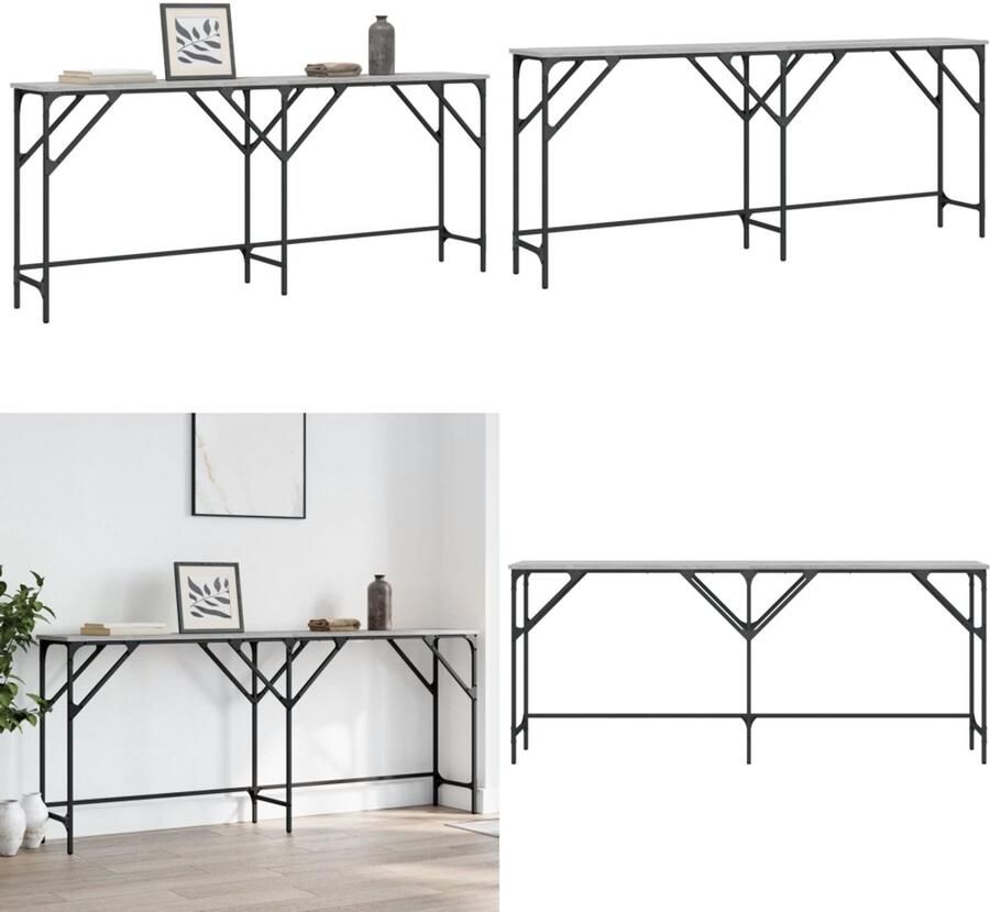 VidaXL Wandtafel 180x29x75 cm bewerkt hout grijs sonoma eikenkleurig Wandtafel Wandtafels Bijzettafel Console Tafel