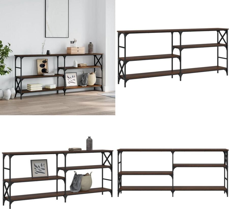 VidaXL Wandtafel 180x29x76 5 cm bewerkt hout bruin eikenkleur Wandtafel Wandtafels Bijzettafel Console Tafel