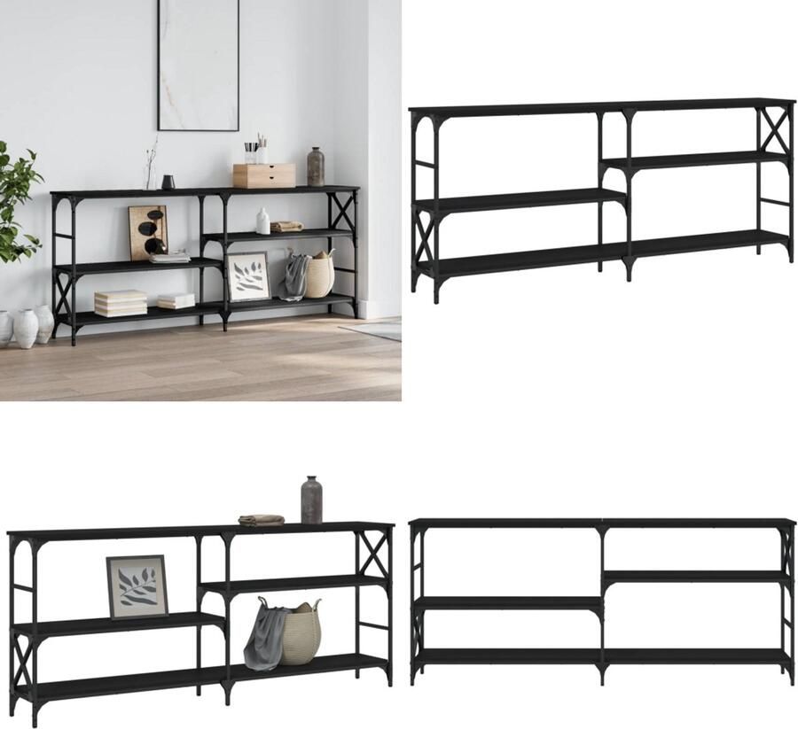 VidaXL Wandtafel 180x29x76 5 cm bewerkt hout zwart Wandtafel Wandtafels Bijzettafel Console Tafel