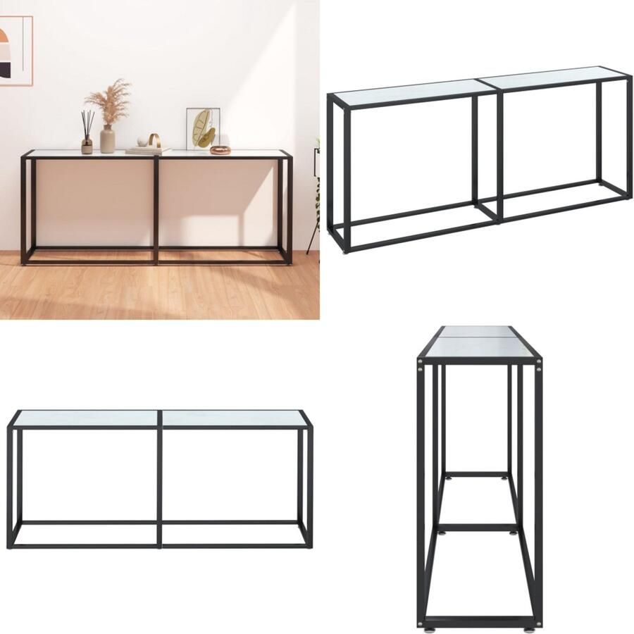 VidaXL Wandtafel 180x35x75 5 cm gehard glas witmarmerkleurig Wandtafel Wandtafels Tafel Bijzettafel