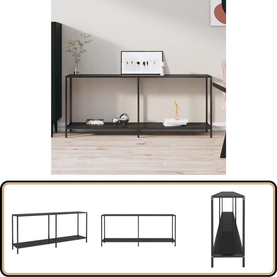 VidaXL Wandtafel 180x35x75 5 cm Zwart Glas Wandtafel Bijzettafel Zwarte Wandtafel Glazen Wandtafel Industriële Wandtafel Scandinavische Wandtafel Modern Design Salontafel Tv Tafeltje Living Accessoires Opbergruimte