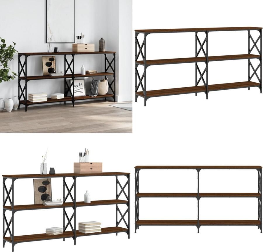 VidaXL Wandtafel 200x28x80 5 cm bewerkt hout bruin eikenkleur Wandtafel Wandtafels Bijzettafel Console Tafel