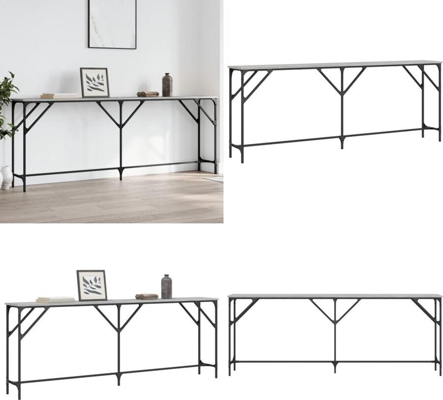 VidaXL Wandtafel 200x29x75 cm bewerkt hout grijs sonoma eikenkleurig Wandtafel Wandtafels Bijzettafel Console Tafel