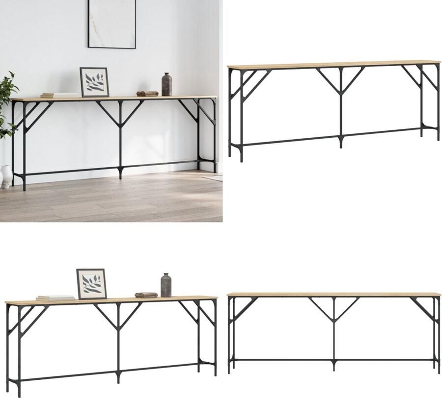VidaXL Wandtafel 200x29x75 cm bewerkt hout sonoma eikenkleurig Wandtafel Wandtafels Bijzettafel Console Tafel