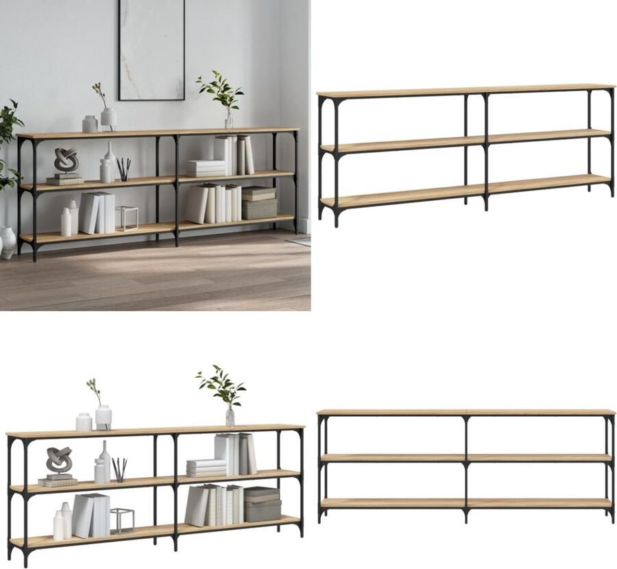 VidaXL Wandtafel 200x29x75 cm bewerkt hout sonoma eikenkleurig Wandtafel Wandtafels Bijzettafel Console Tafel