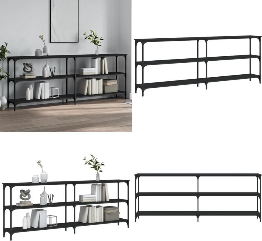 VidaXL Wandtafel 200x29x75 cm bewerkt hout zwart Wandtafel Wandtafels Bijzettafel Console Tafel