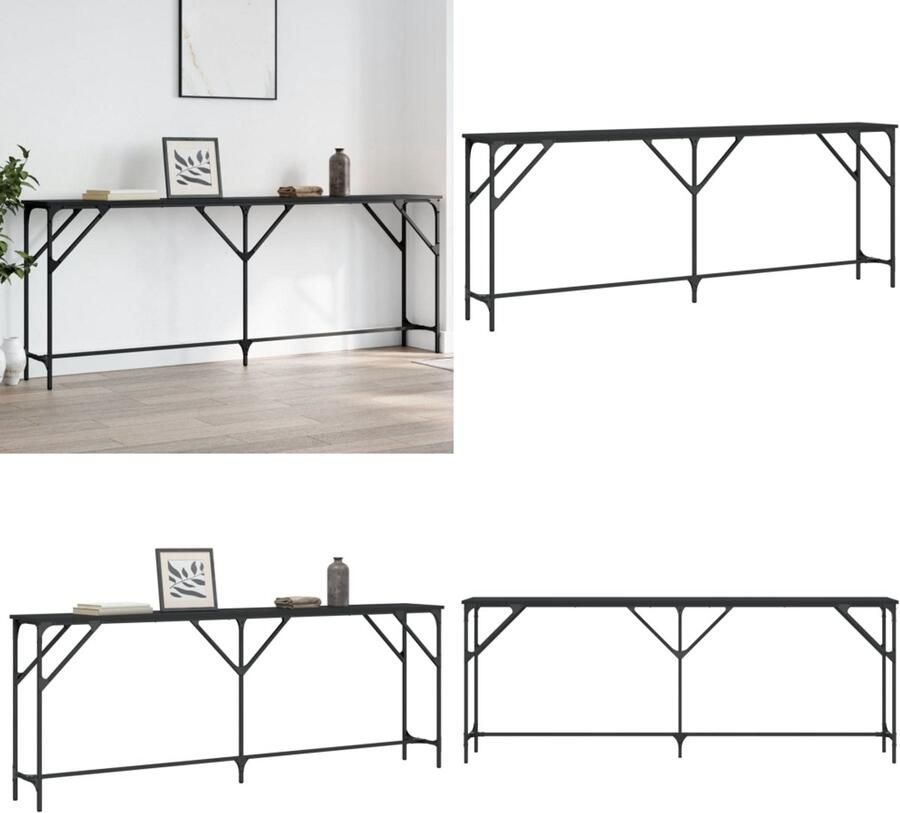 VidaXL Wandtafel 200x29x75 cm bewerkt hout zwart Wandtafel Wandtafels Bijzettafel Console Tafel