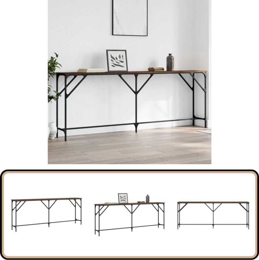 VidaXL Wandtafel 200x29x75 cm Bruin Eikenhout Wandtafel Wandtafels Bijzettafel Console Tafel