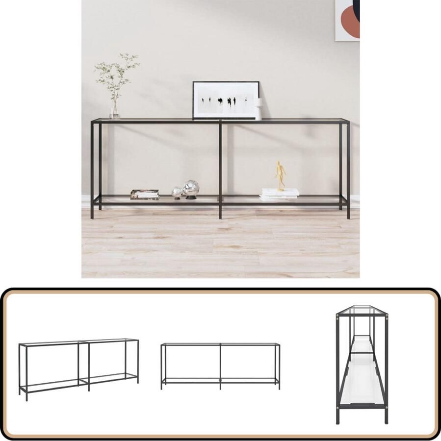 VidaXL Wandtafel 200x35x75 5 cm Gehard glas Wandtafel Bijzettafel Transparant Glazen Tafel Modern Design Scandinavische Stijl Salontafel Livingroom Decor Muurplank Opbergruimte