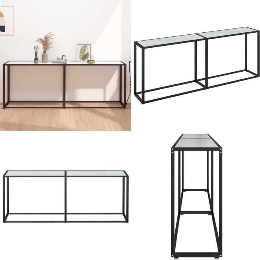VidaXL Wandtafel 200x35x75 5 cm gehard glas witmarmerkleurig Wandtafel Wandtafels Tafel Bijzettafel