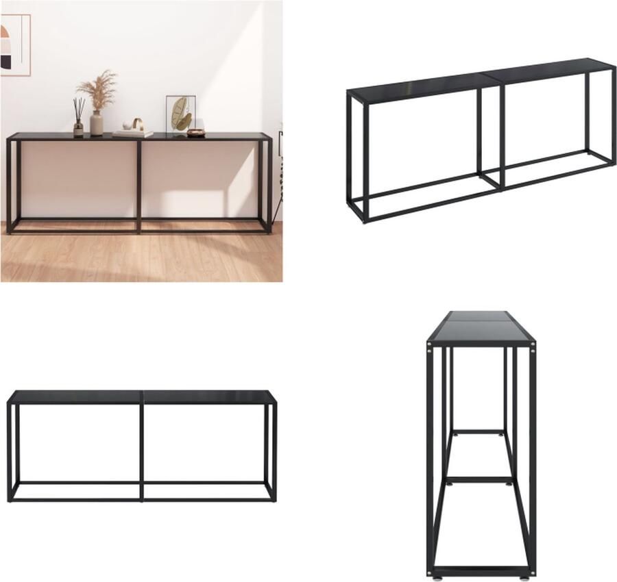 VidaXL Wandtafel 200x35x75 5 cm gehard glas zwart Wandtafel Wandtafels Tafel Bijzettafel