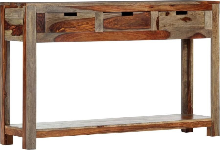 VidaXL Wandtafel 3 Lades 120x30x75 cm Sheeshamhout Wandtafel Salontafel Tv-meubel Entreetafel Sidetable Commode Dressoir Vintage Meubels Sheeshamhouten Meubelen Massief Hout Houten Meubilair - Foto 2