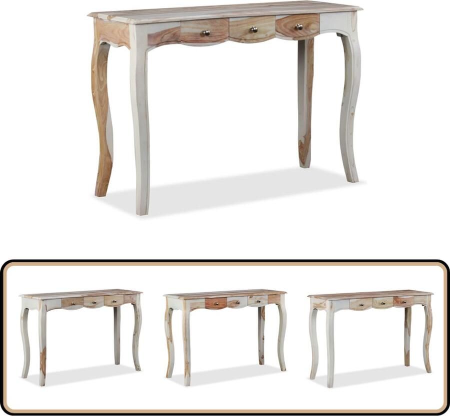 VidaXL Wandtafel 3 Lades Sheeshamhout 110x40x76 cm Wandtafel Salontafel Entreetafel Tv Tafeltje Sidetable
