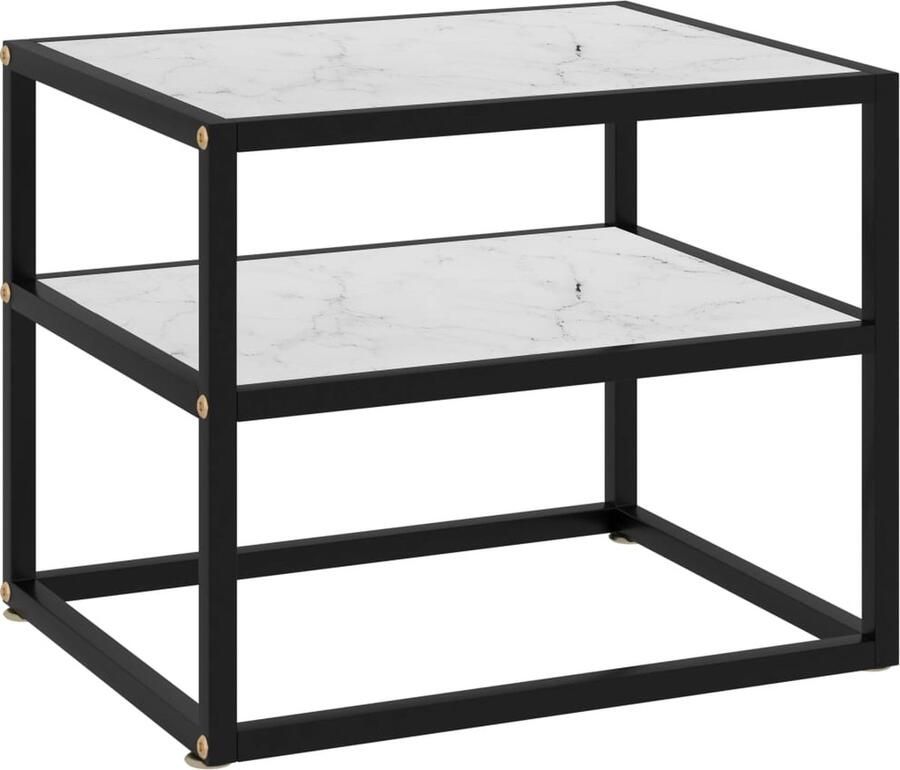 VidaXL Wandtafel Gehard glas 50x40x40 cm Wit Zwart Wandtafel Bijzettafel Salontafel Witte Tafel Zwarte Tafel - Foto 2
