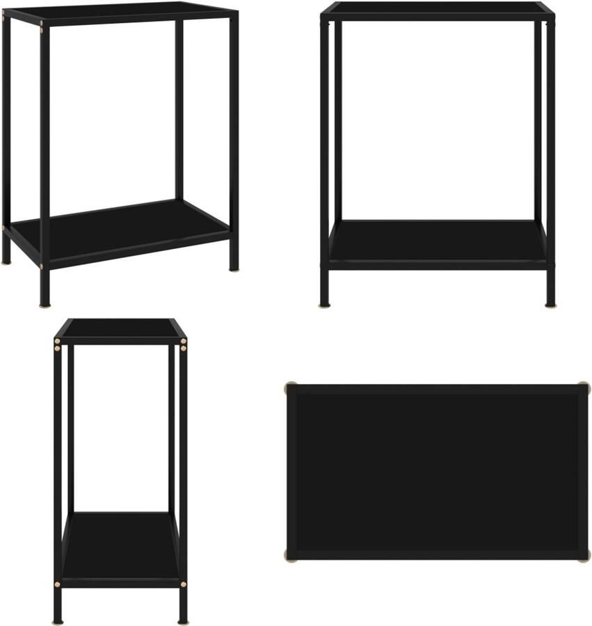 VidaXL Wandtafel 60x35x75 cm gehard glas zwart Wandtafel Wandtafels Bijzettafel Bijzettafels