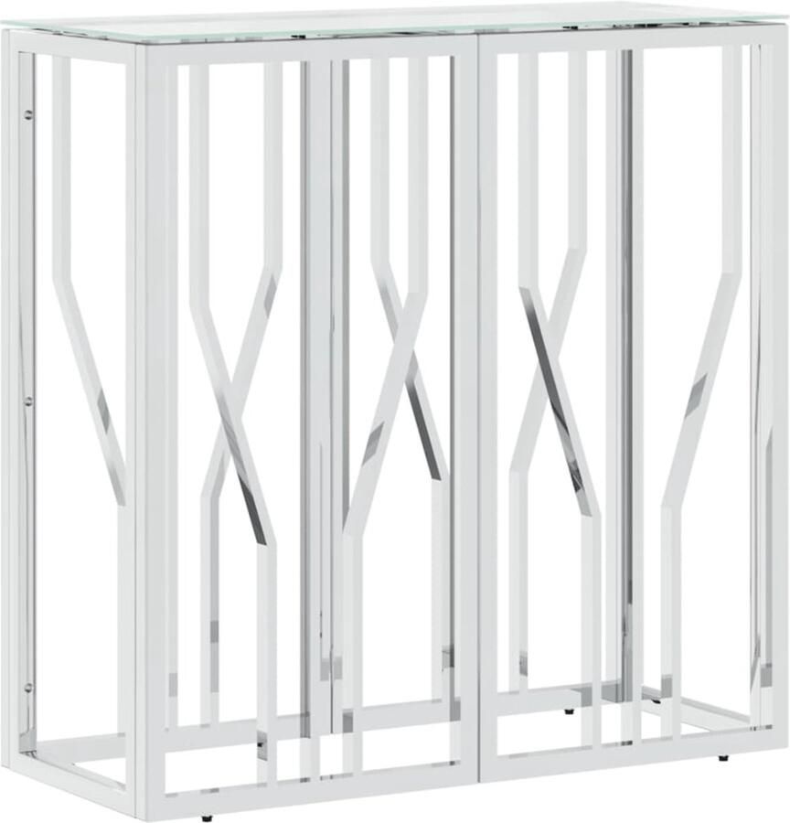 VidaXL Wandtafel 70x30x70 cm Staal en Glas Wandtafel Roestvrij Staal Design Salontafel Entreetafel Tv Tafeltje Sidetable Accessoires Interieur Woonaccessoires Modern Minimalistisch