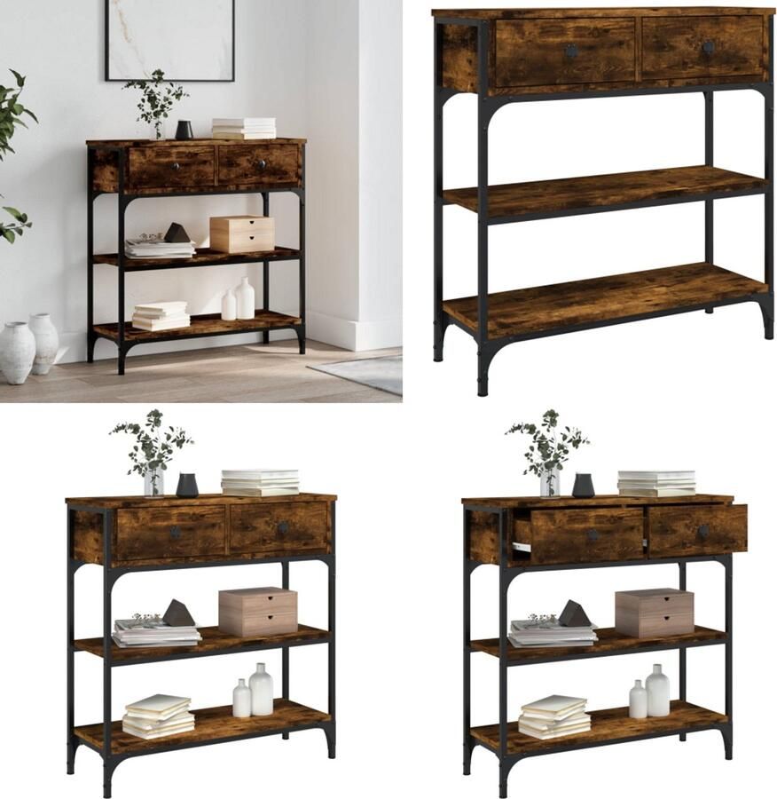 VidaXL -Wandtafel-72 5x25x75-cm-bewerkt-hout-gerookt-eikenkleurig - Foto 3