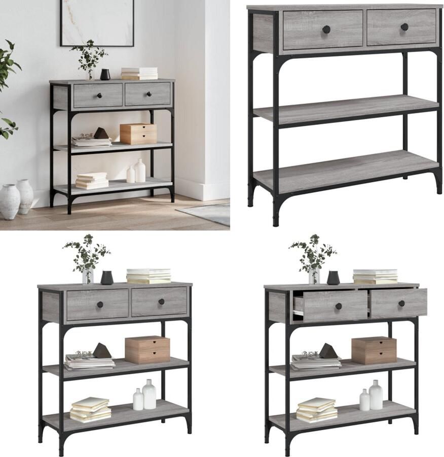 VidaXL Wandtafel 72 5x25x75 cm bewerkt hout grijs sonoma eikenkleurig Wandtafel Wandtafels Bijzettafel Console Tafel