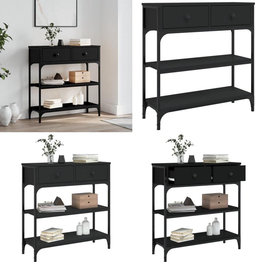 VidaXL Wandtafel 72 5x25x75 cm bewerkt hout zwart Wandtafel Wandtafels Bijzettafel Console Tafel