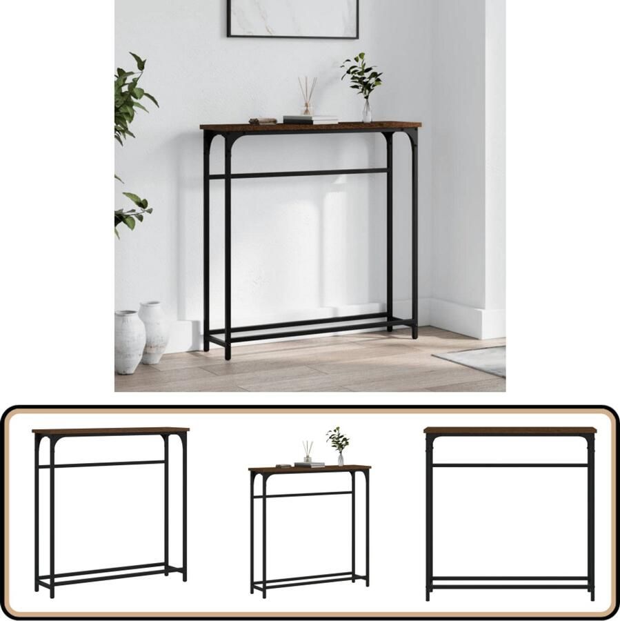 VidaXL -Wandtafel-75x19 5x75-cm-bewerkt-hout-bruin-eikenkleur - Foto 2