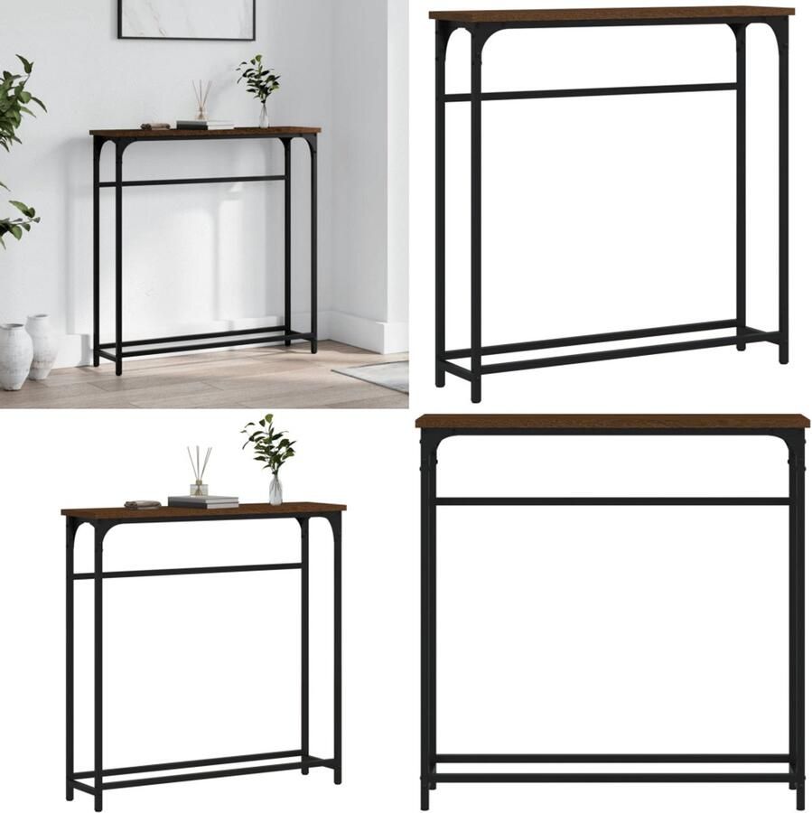 VidaXL -Wandtafel-75x19 5x75-cm-bewerkt-hout-bruin-eikenkleur - Foto 3