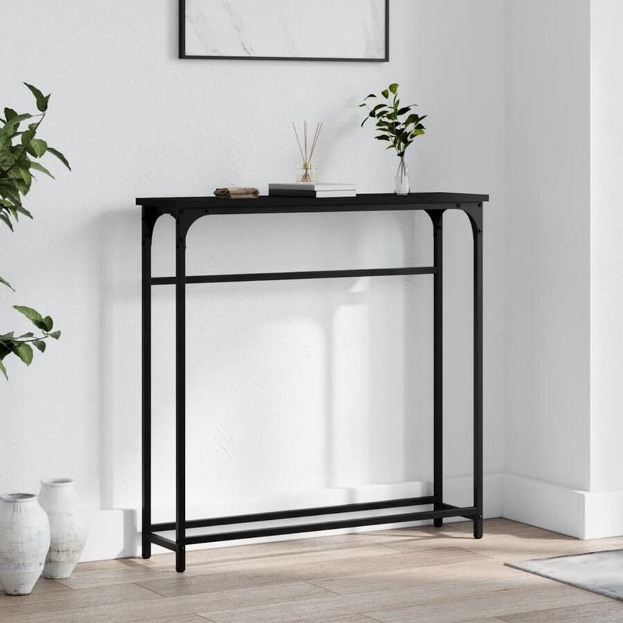 VidaXL -Wandtafel-75x19 5x75-cm-bewerkt-hout-zwart - Foto 4