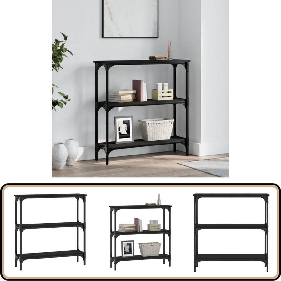 The Living Store Wandtafel Trendy Haltafel 75 x 22.5 x 75 cm Zwart Wandtafel Haltafel Consoletafel Zwarte Tafel Houten Tafel